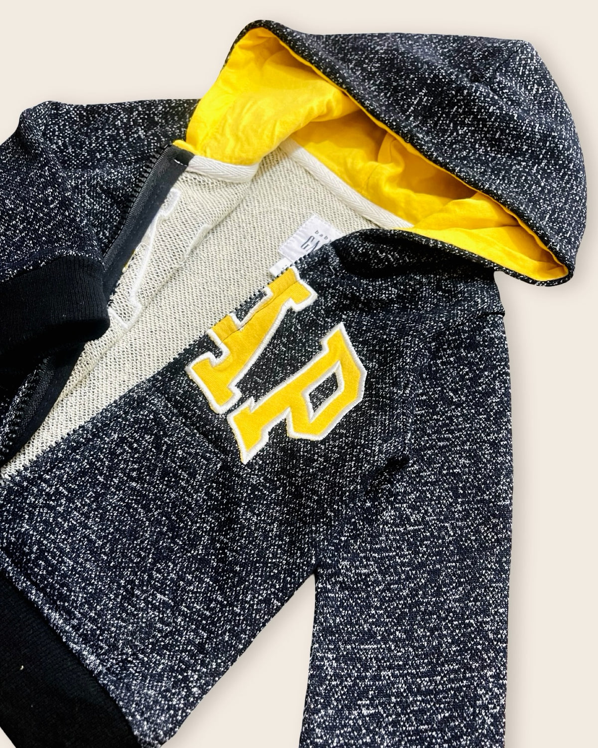 Gap black marl logo zip hoodie