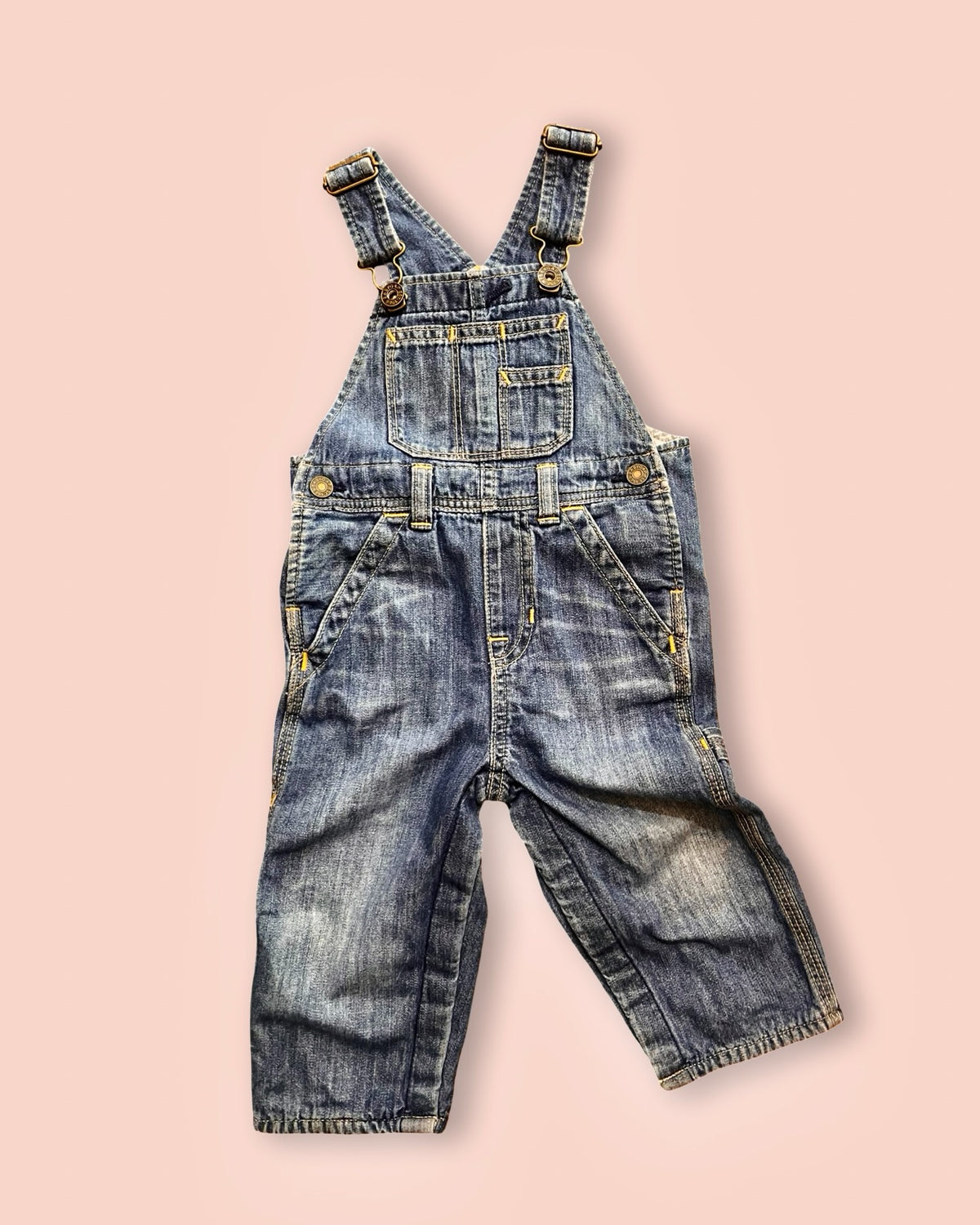 Gap denim overalls with gingham button-down set