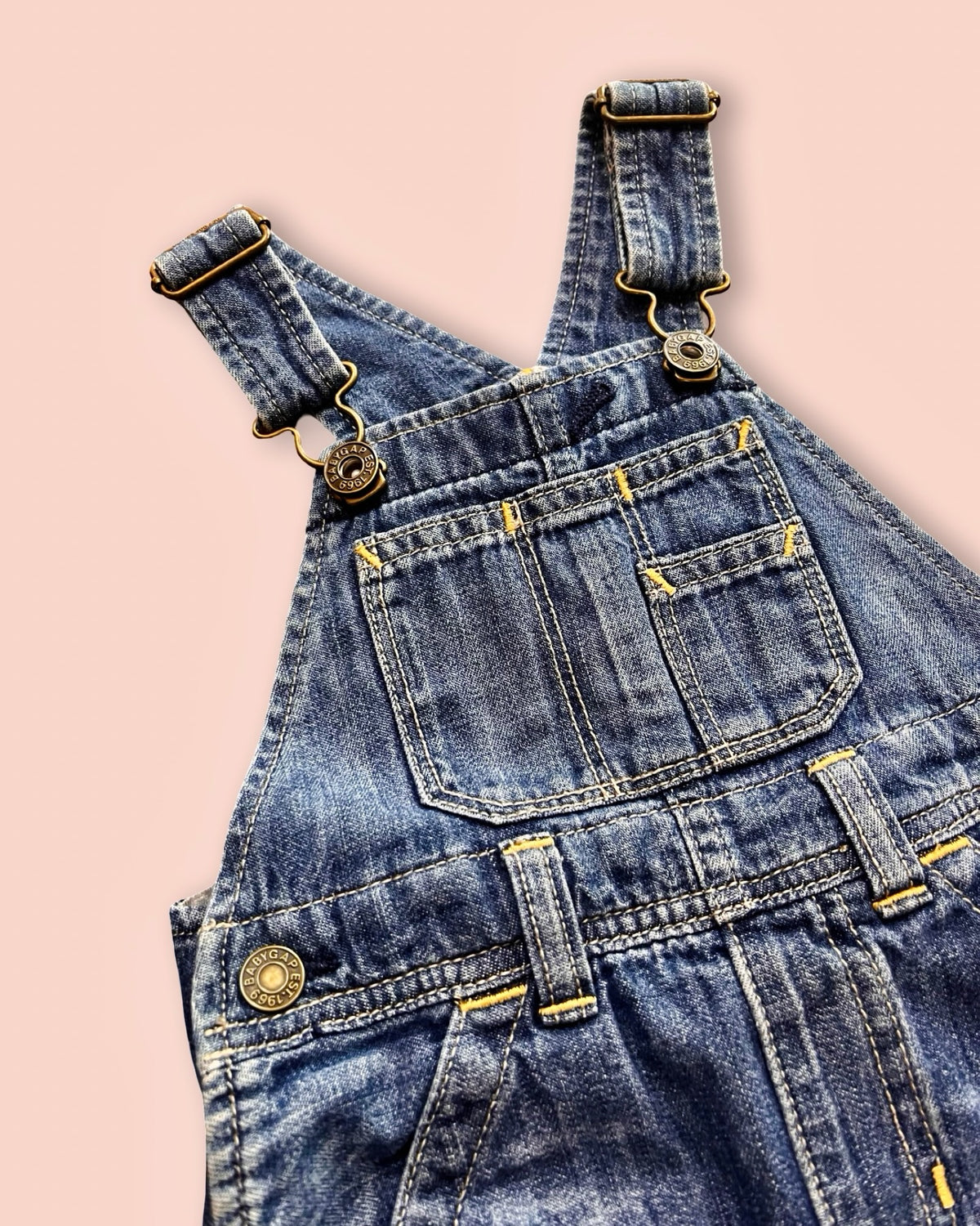 Gap denim overalls with gingham button-down set