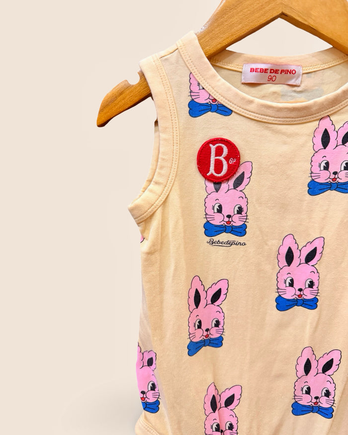 Bunny print sleeveless romper