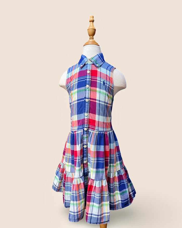 Multicolor plaid tiered dress