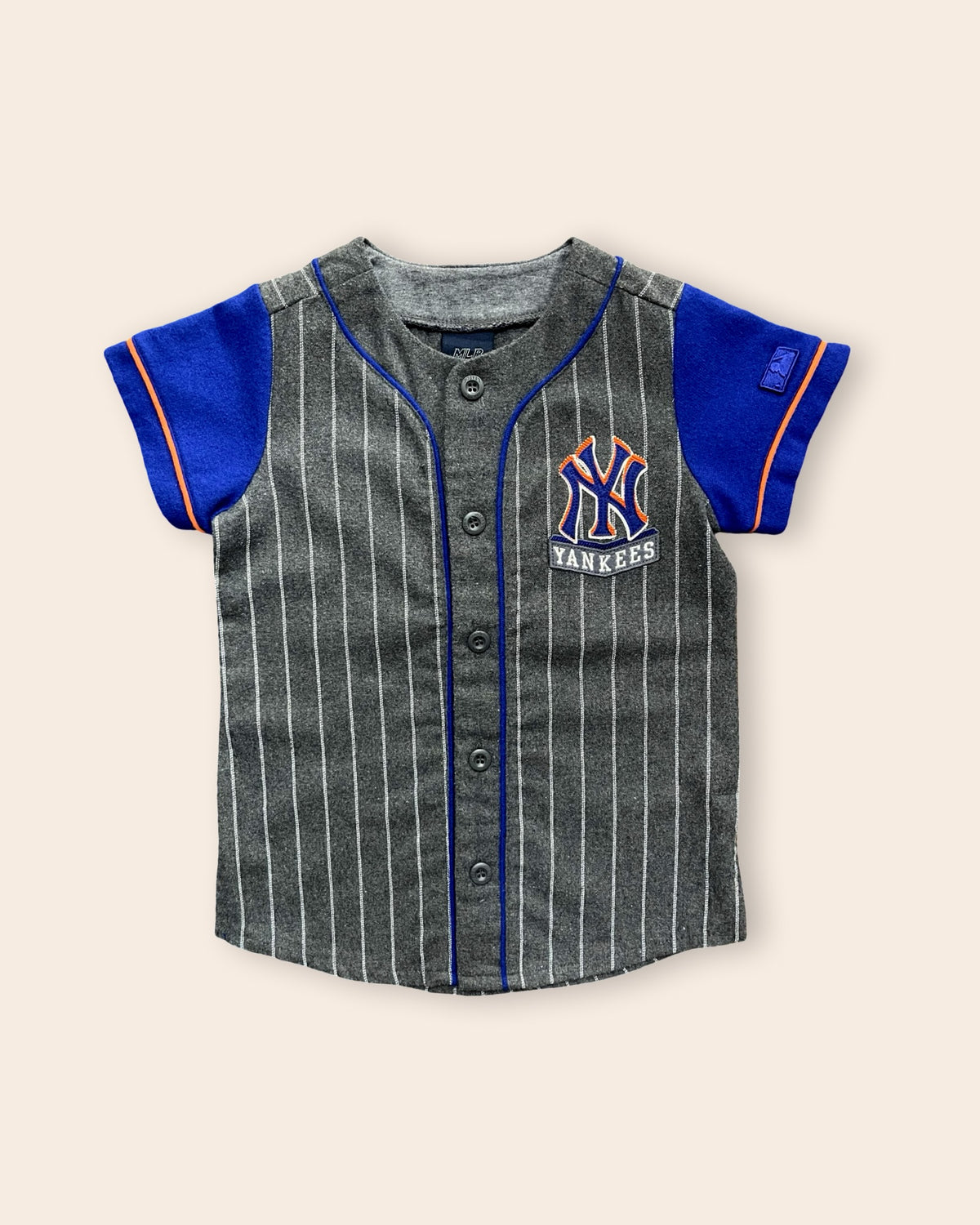 Mlb yankees pinstripe baseball button top, grey