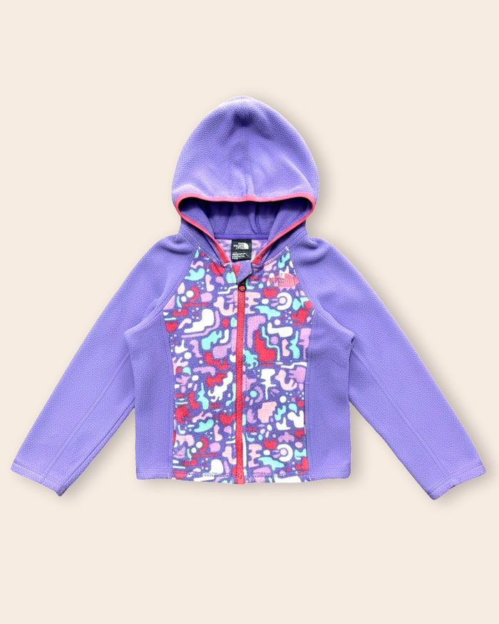Patterned fleece hoodie, purple