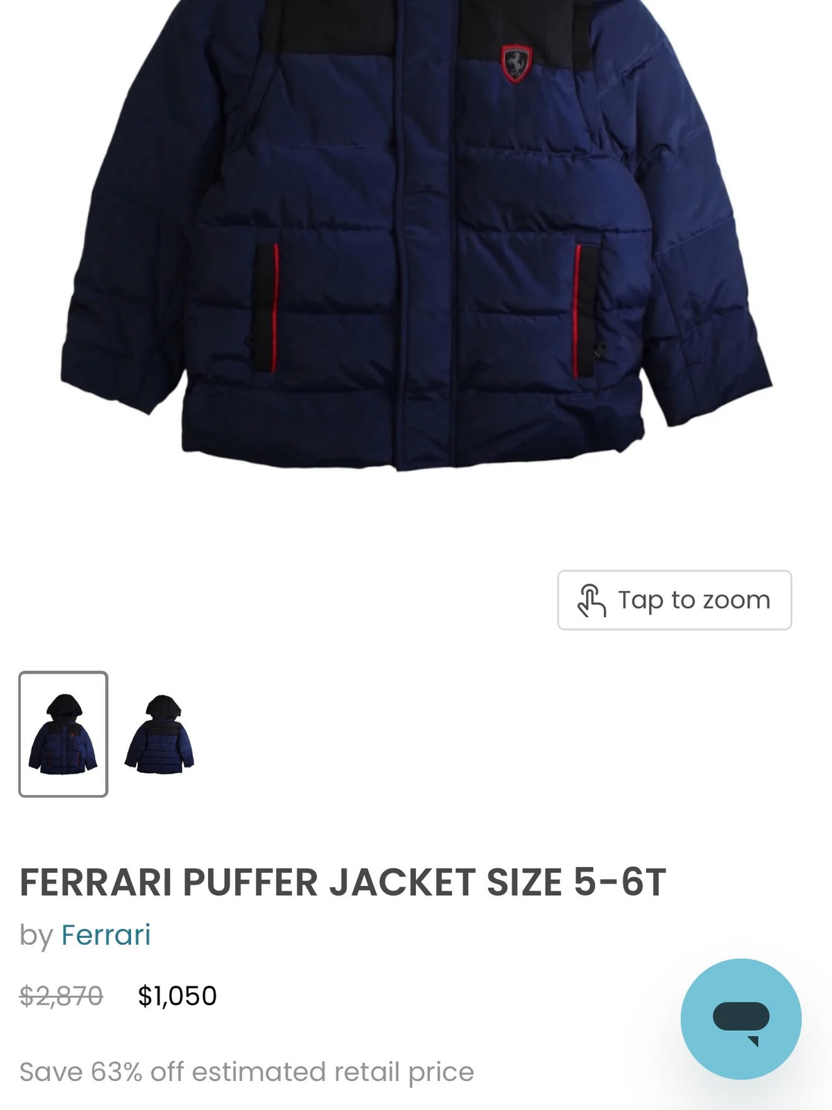 Authentic ferrari padded hooded jacket, navy