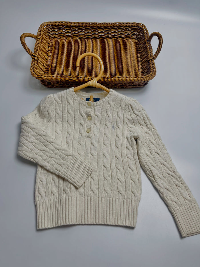 Cable knit cardigan, white