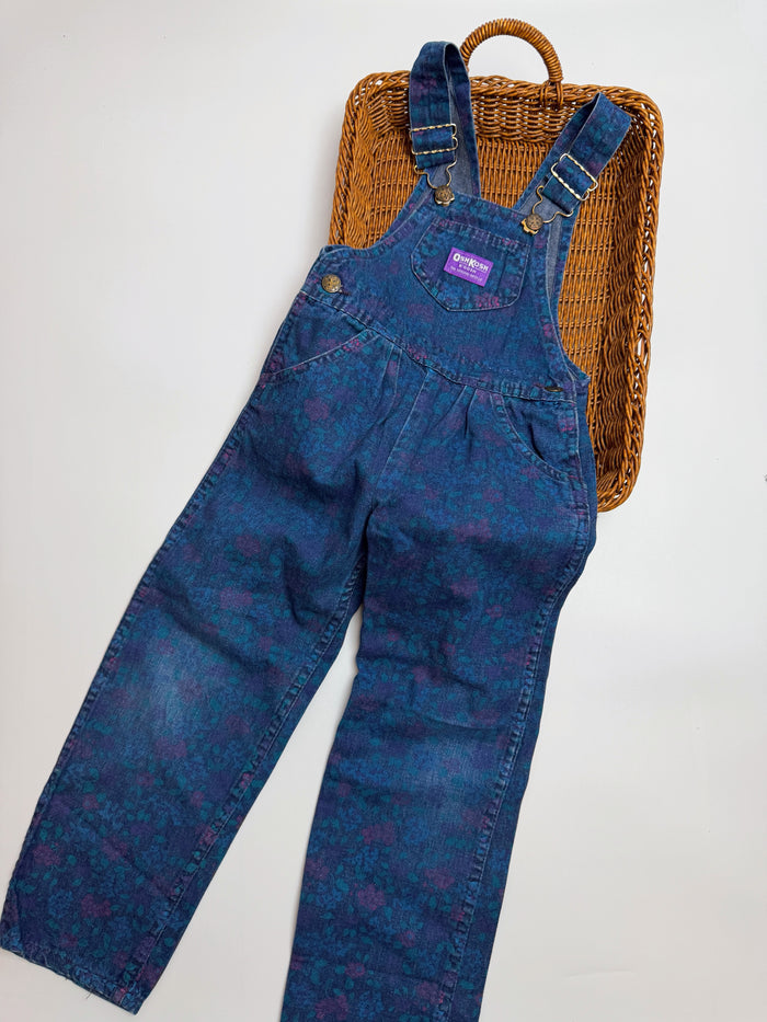 Vintage floral overalls, denim
