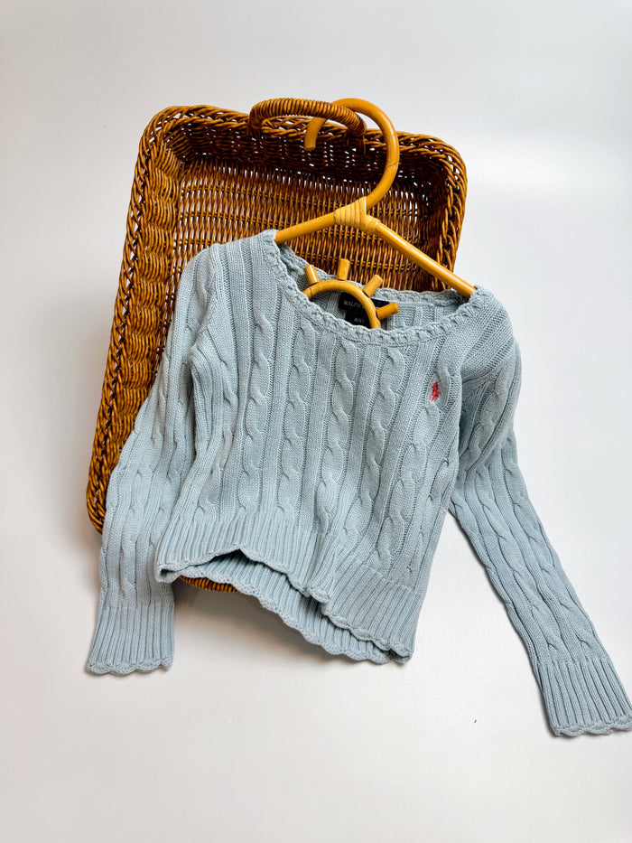 Cable knit sweater, the prettiest powder blue