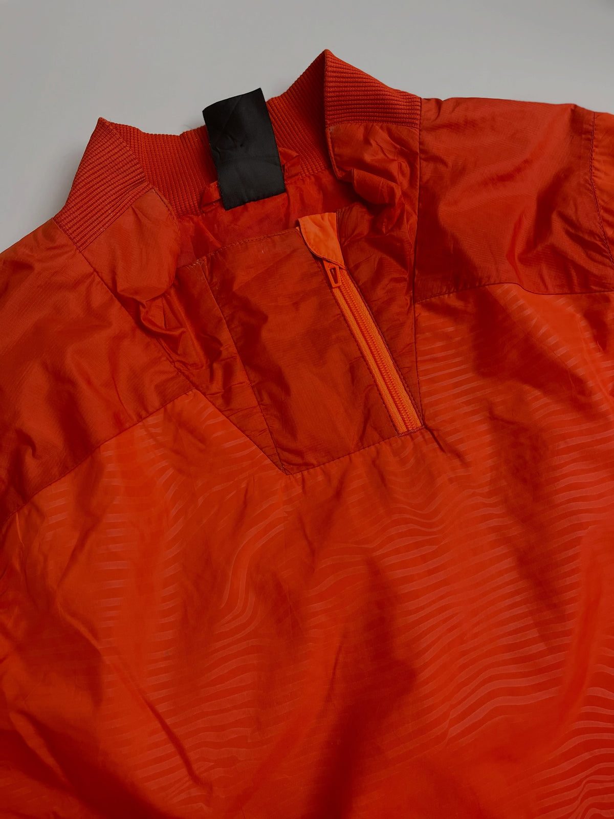 Orange lightweight hooded windbreaker