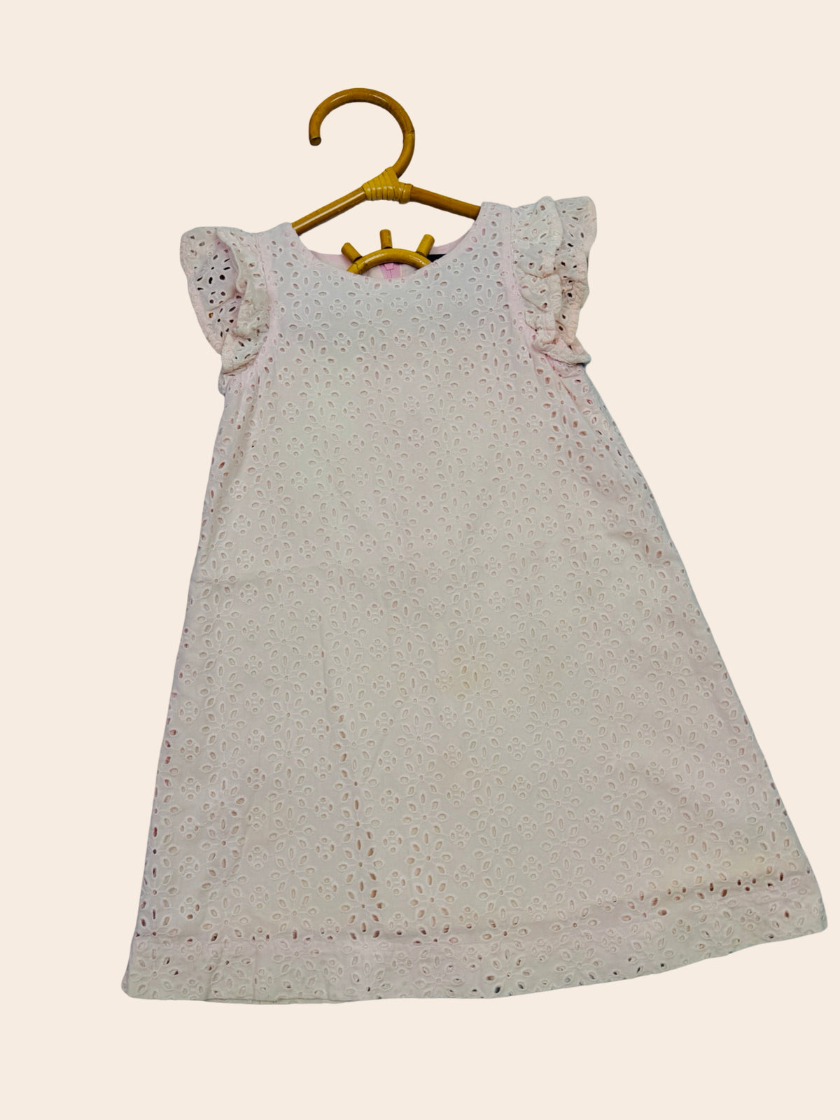 Ralph Lauren White Eyelet Flutter-Sleeve Dress