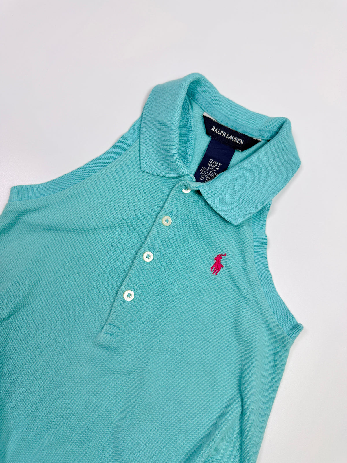 Ralph Lauren Aqua Polo Romper with Ruffle Shorts