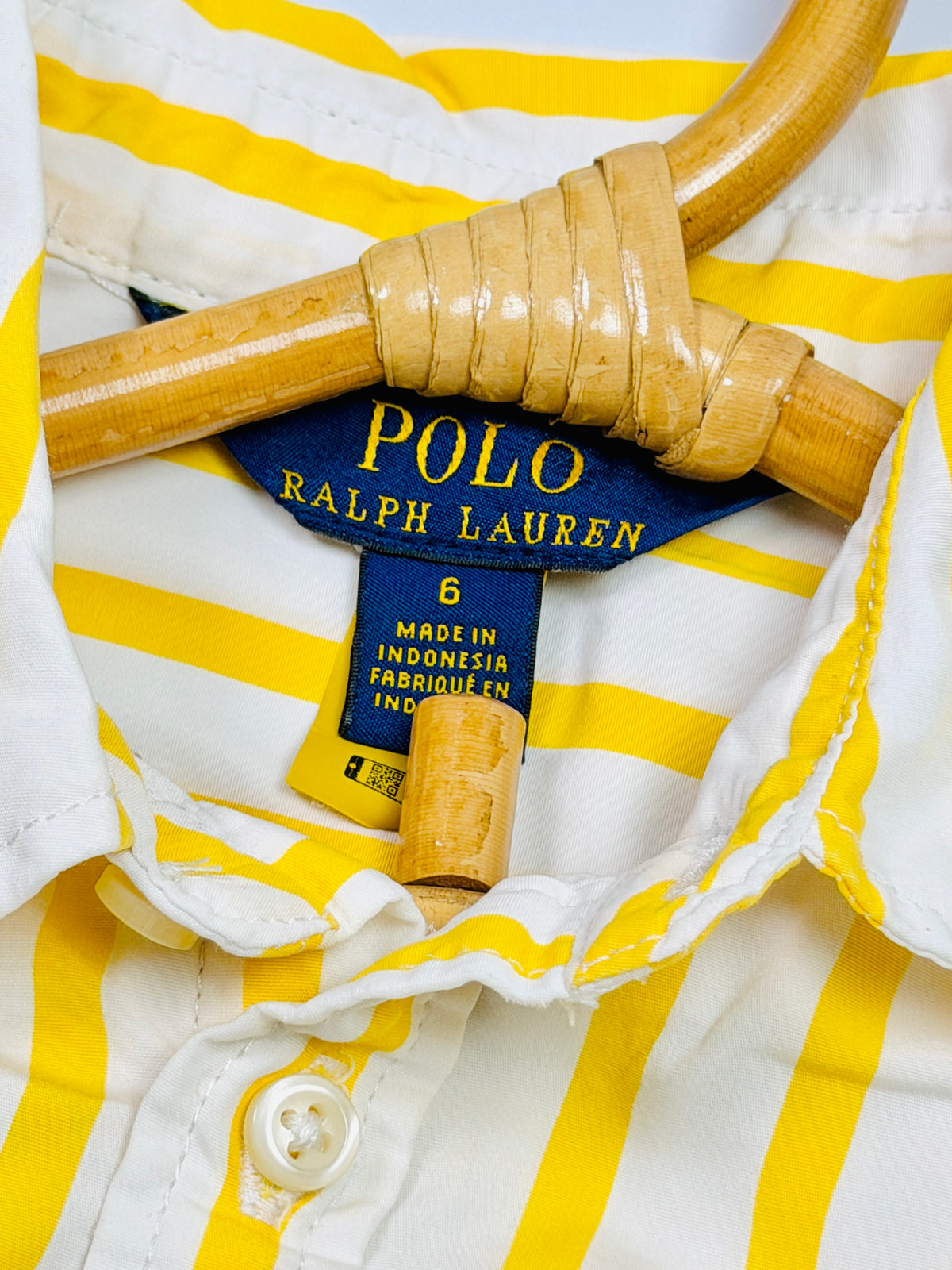 Ralph Lauren Yellow & White Striped Puff-Sleeve Dress