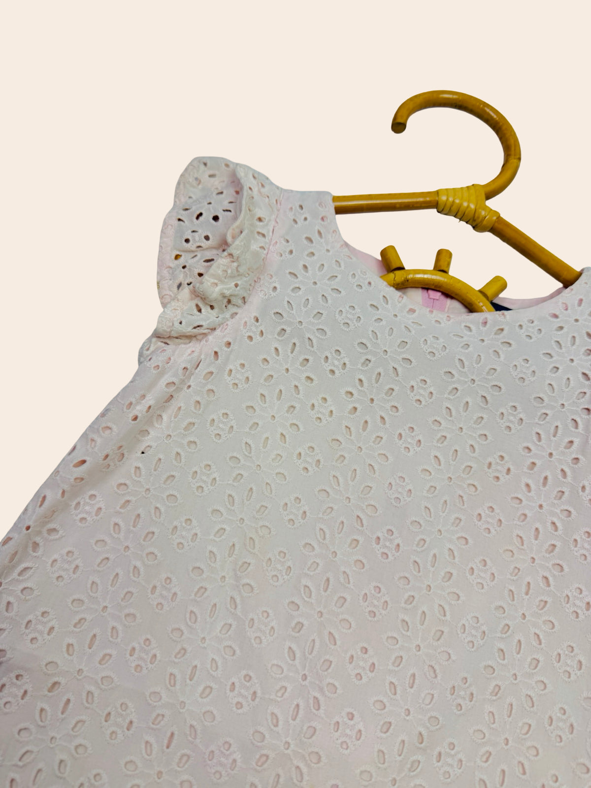 Ralph Lauren White Eyelet Flutter-Sleeve Dress