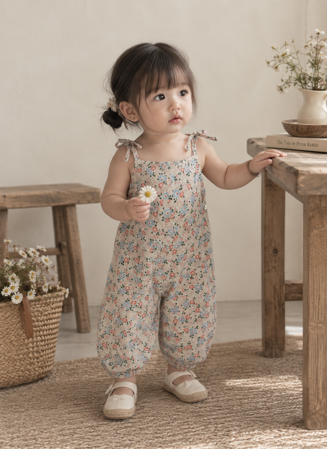 Benebene Floral Tie-Strap Jumpsuit