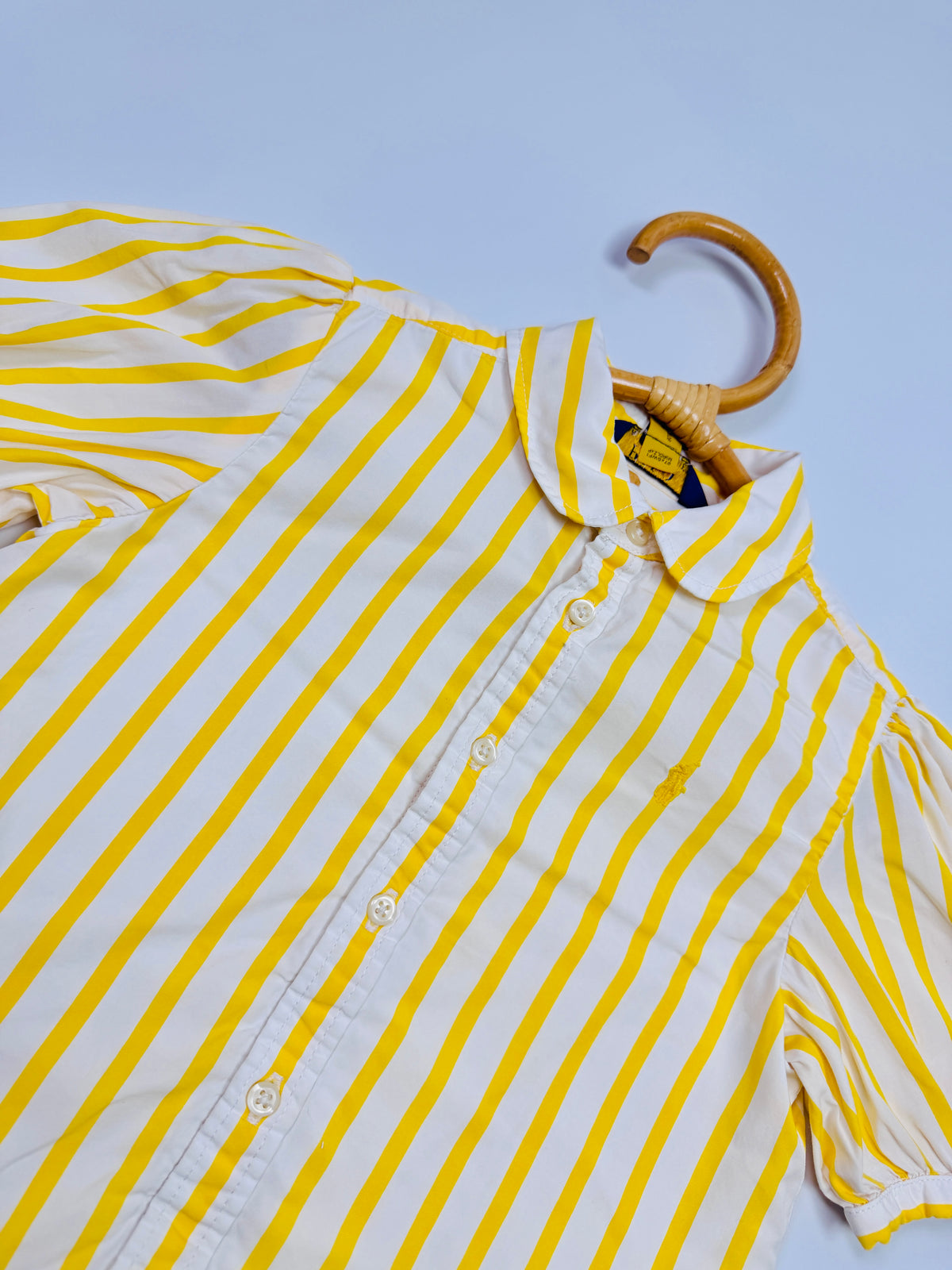 Ralph Lauren Yellow & White Striped Puff-Sleeve Dress