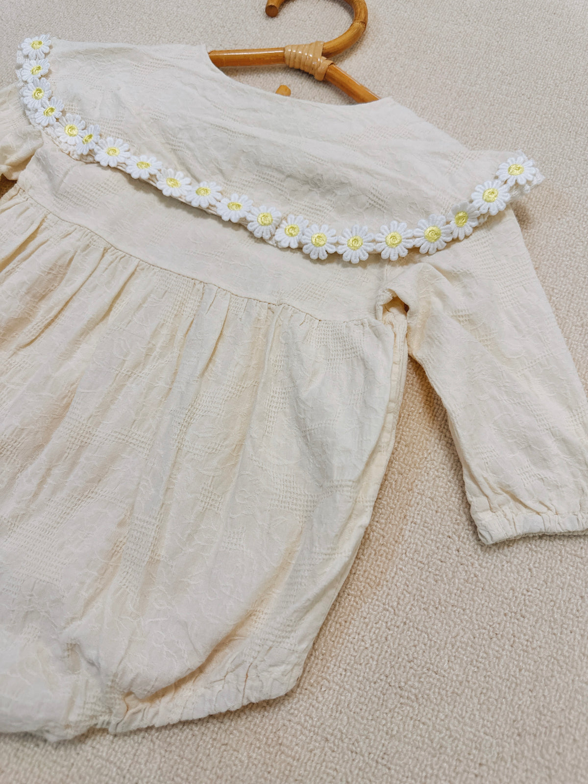 Ivory Daisy Collar Long Sleeve Romper