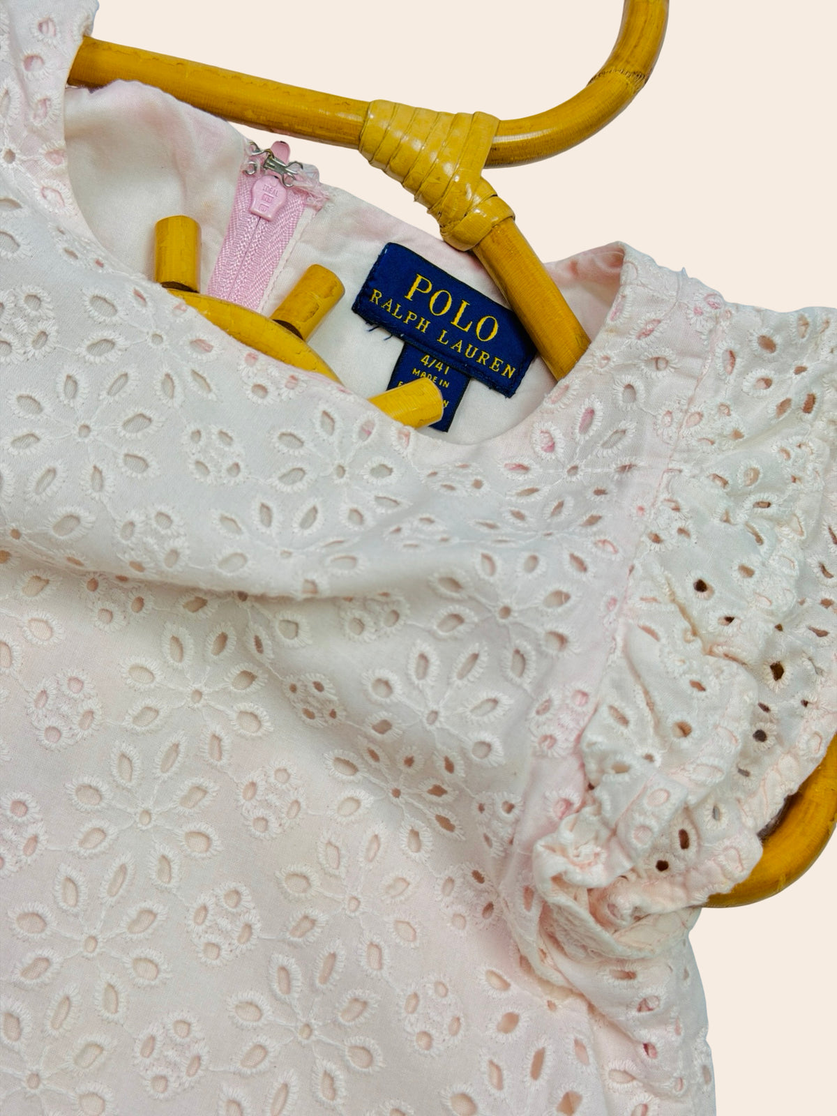 Ralph Lauren White Eyelet Flutter-Sleeve Dress