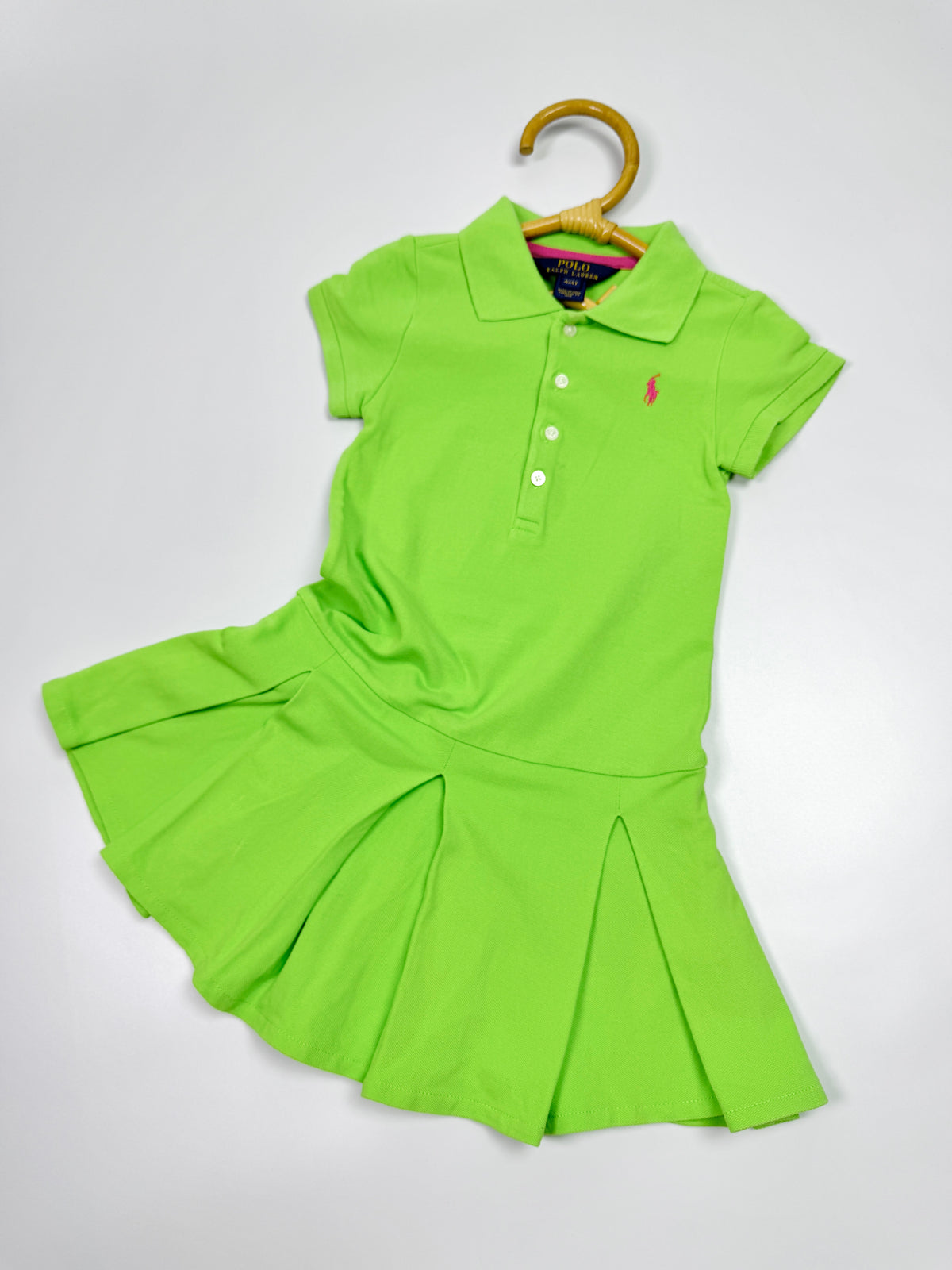 Ralph Lauren Lime Green Polo Dress with Pleated Skirt