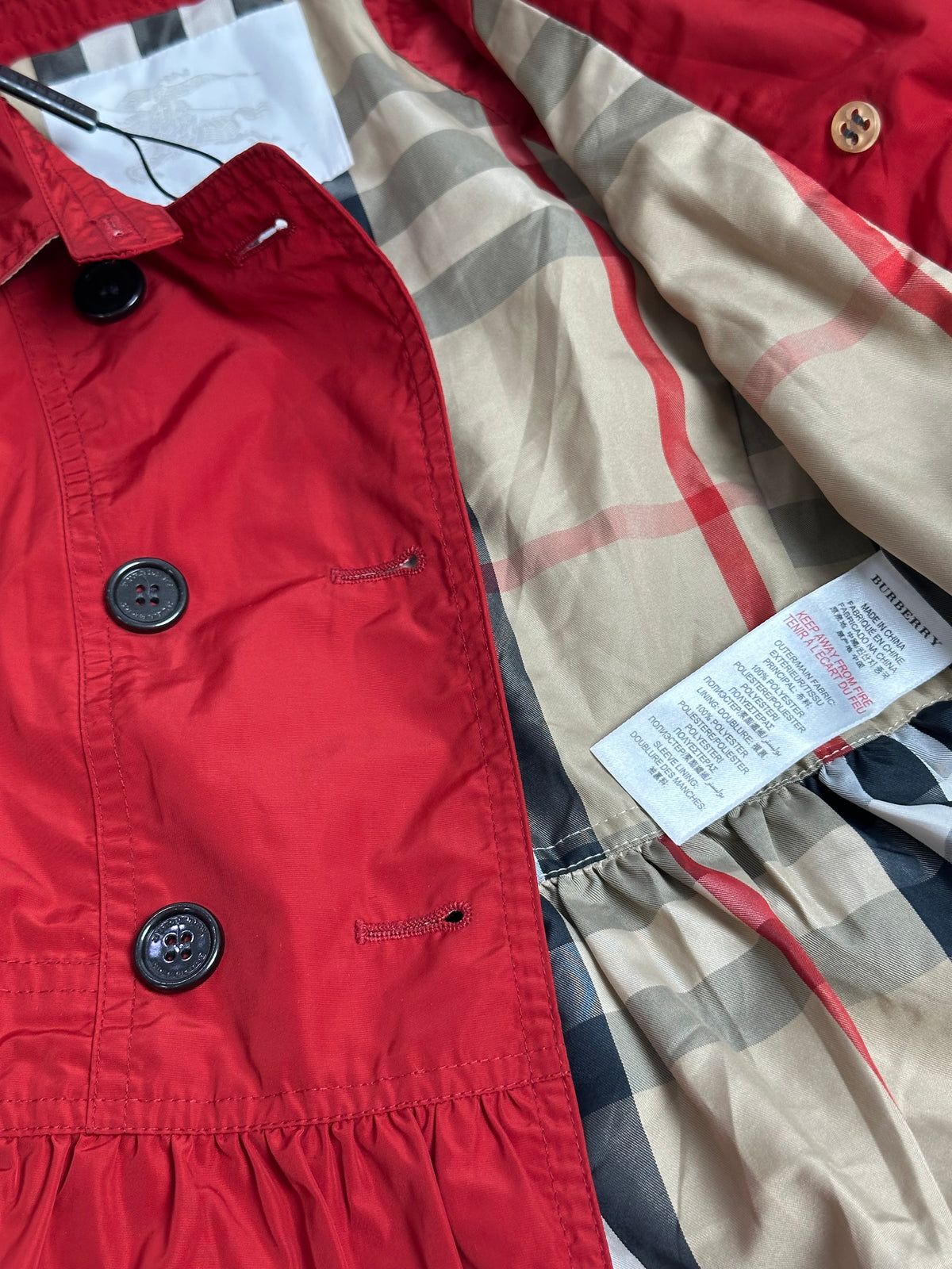 Burberry Kids Red Double-Breasted Trench Coat | MINI MANTLEBURY | New with Tags