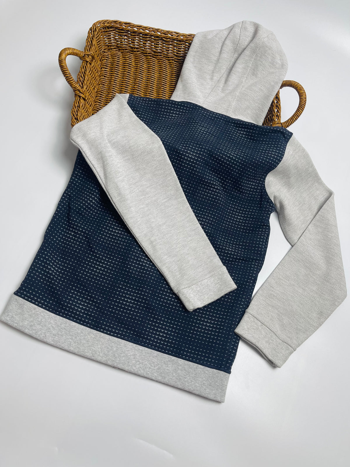 Armani Junior Navy & Grey Hooded Zip Jacket