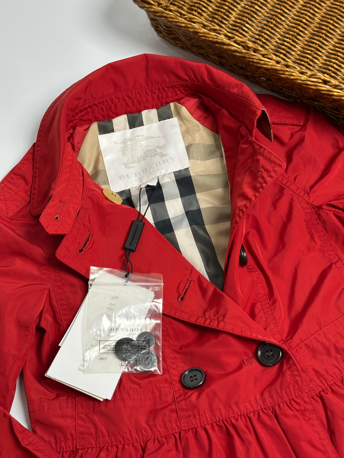 Burberry Kids Red Double-Breasted Trench Coat | MINI MANTLEBURY | New with Tags