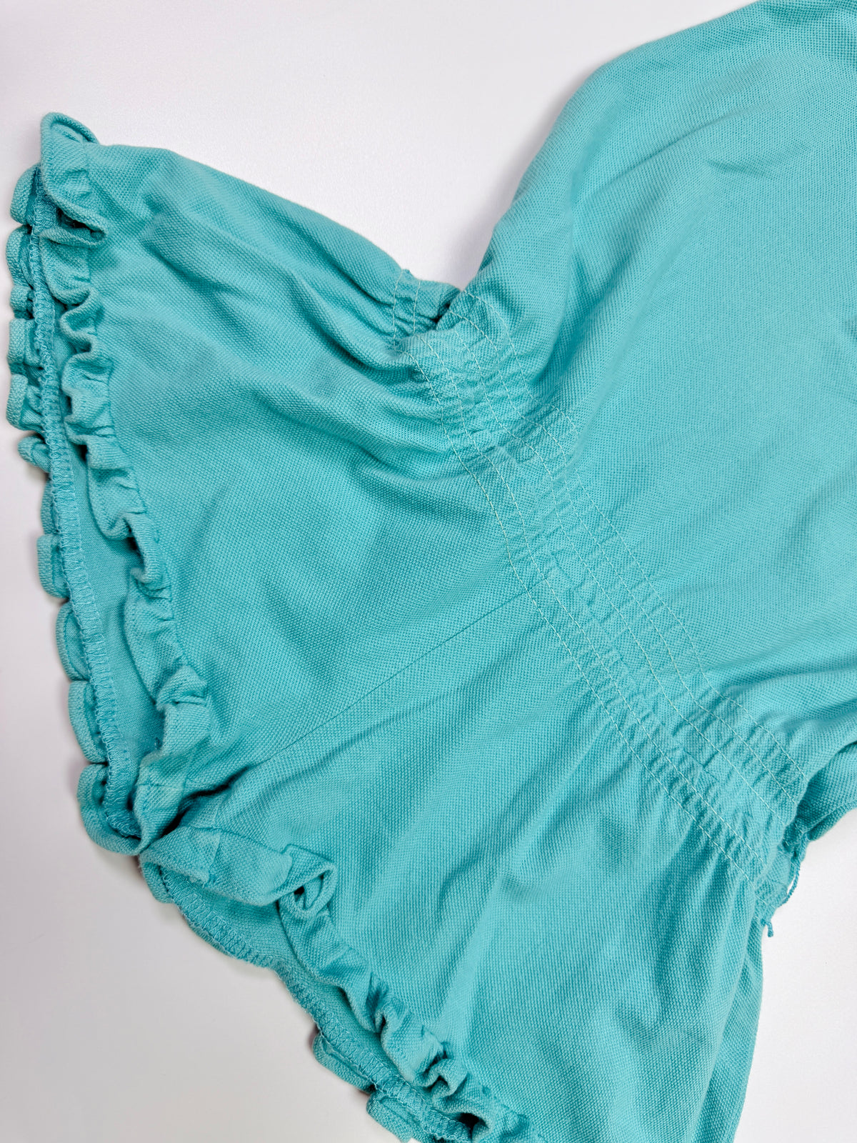 Ralph Lauren Aqua Polo Romper with Ruffle Shorts