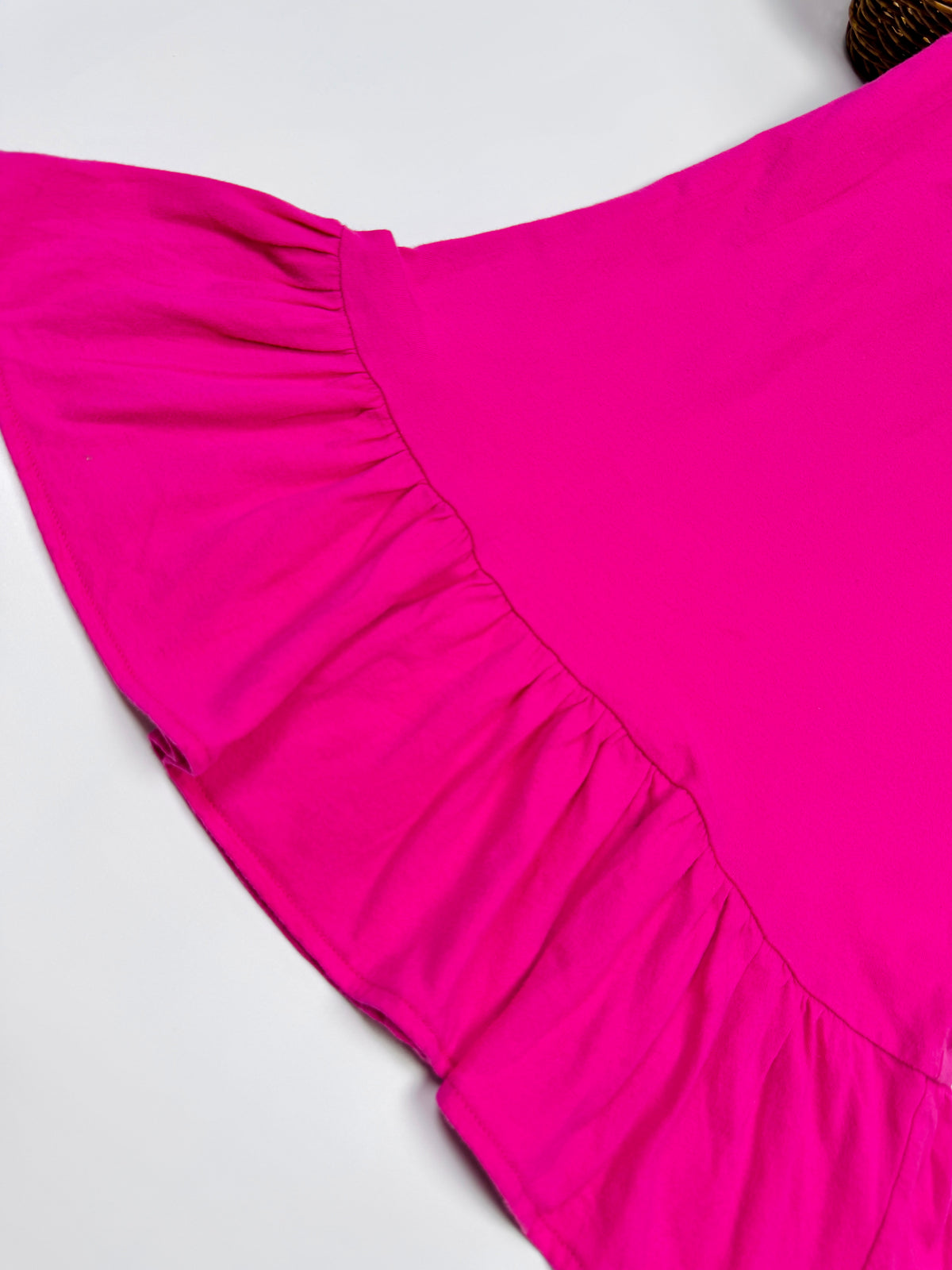 Ralph Lauren Hot Pink Ringer Dress with Navy Trim