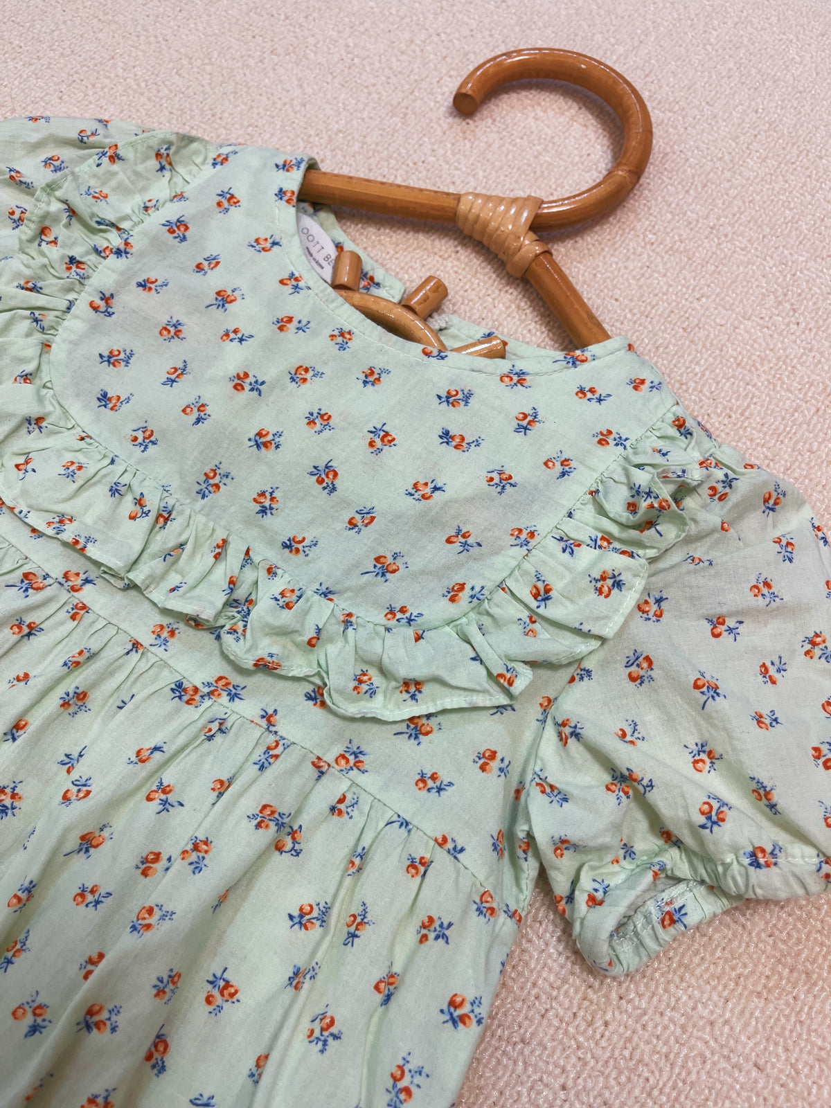 Oott Bebe Mint Floral Ruffle Romper
