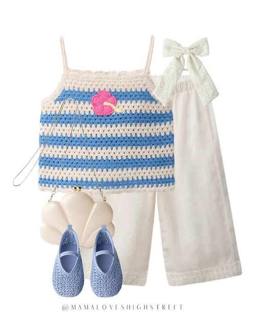 ZARA blue white crochet top
