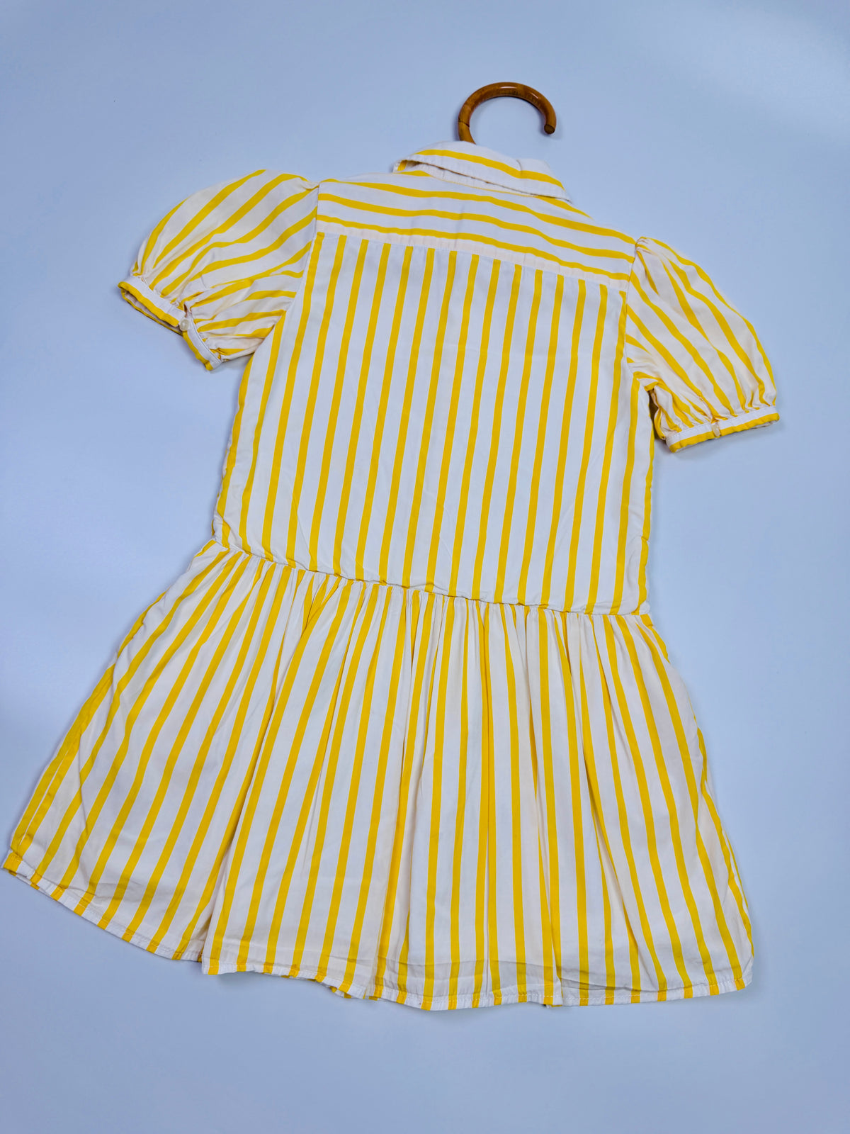 Ralph Lauren Yellow & White Striped Puff-Sleeve Dress