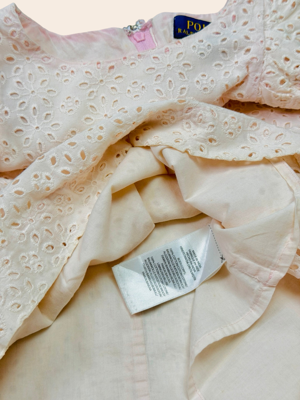 Ralph Lauren White Eyelet Flutter-Sleeve Dress