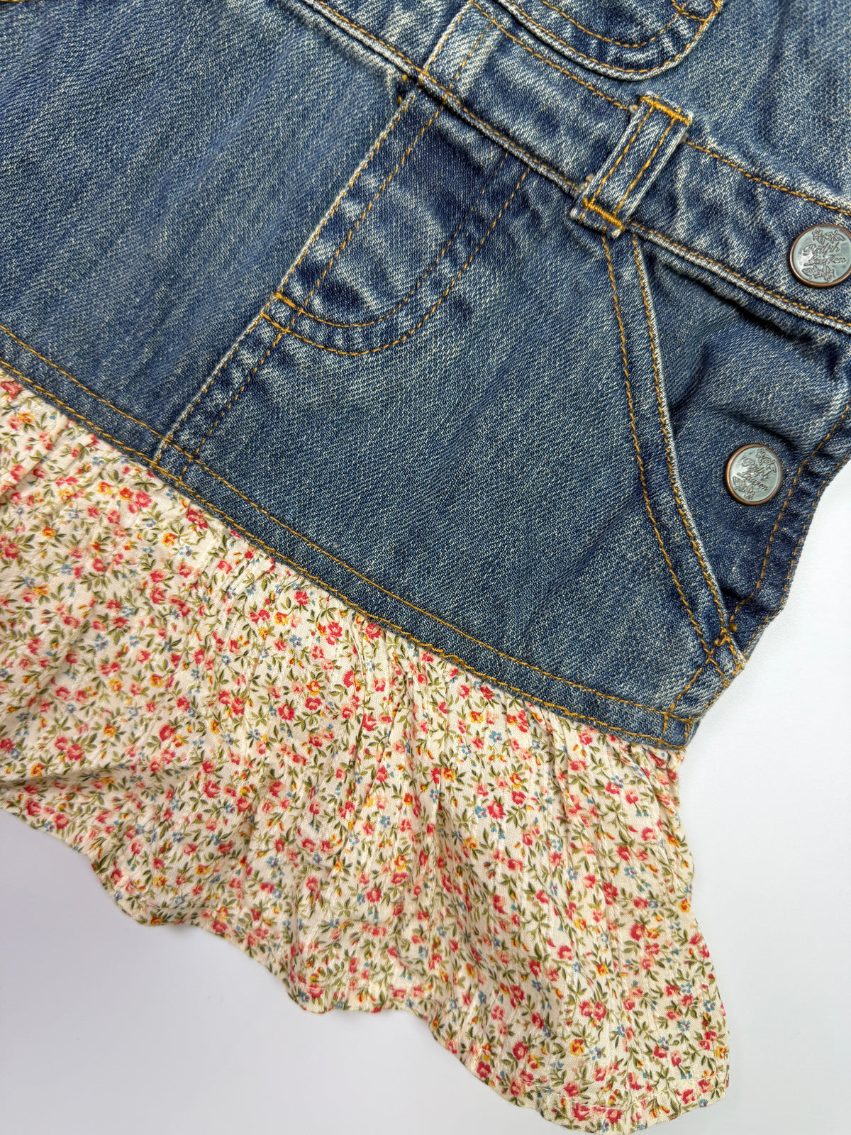 Ralph Lauren Dark Denim Overall Skirt with Crest Detail