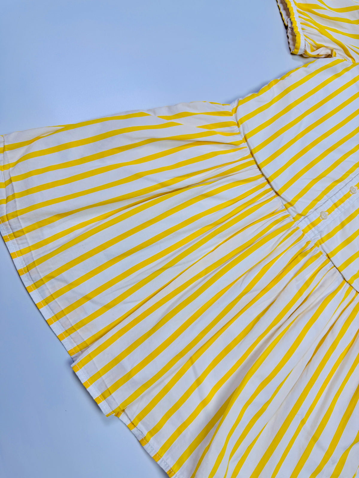 Ralph Lauren Yellow & White Striped Puff-Sleeve Dress