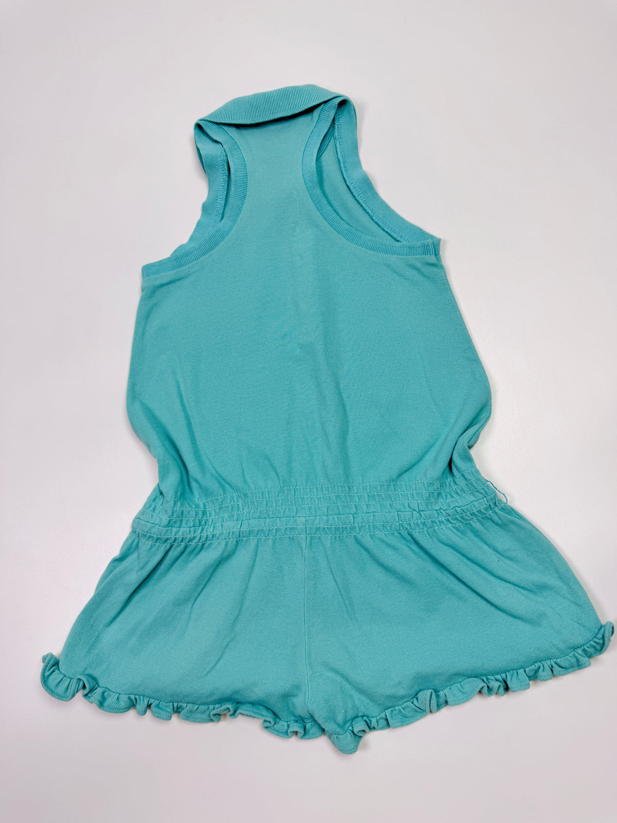 Ralph Lauren Aqua Polo Romper with Ruffle Shorts