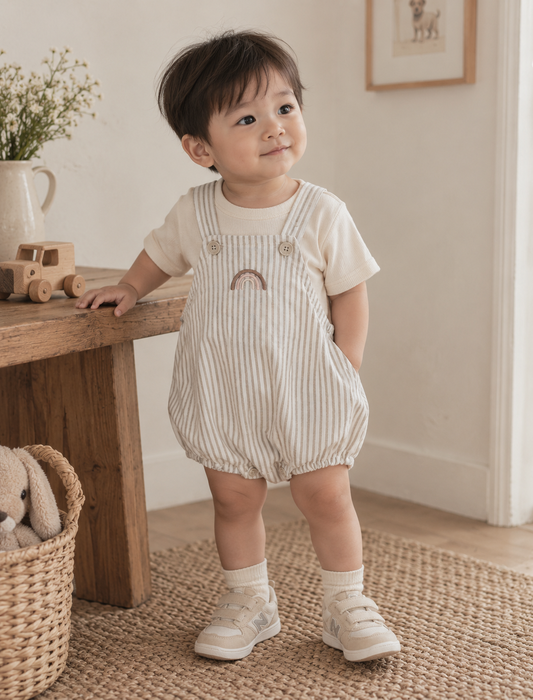 BLACK BEAN Striped Rainbow Romper