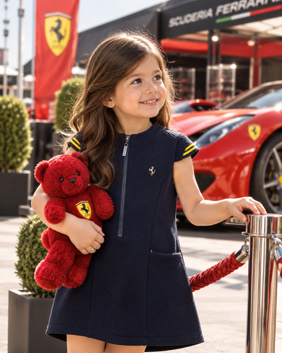 Ferrari Navy Quilted Polo Dress | Girls
