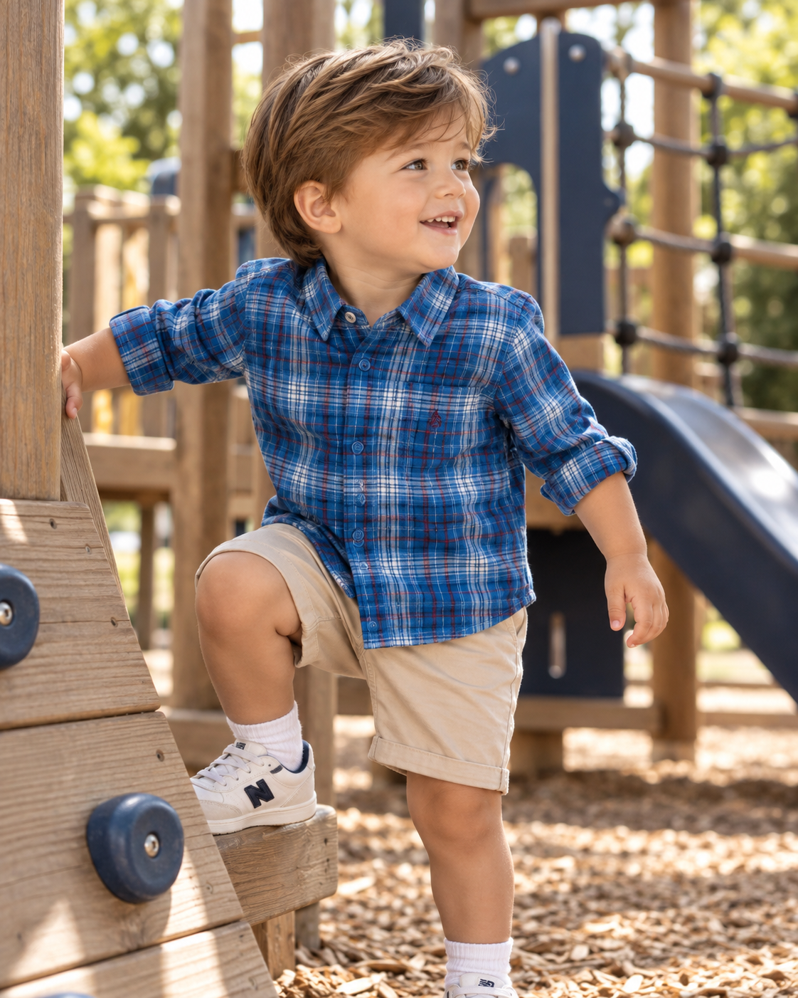Petit Bateau Blue Plaid Shirt