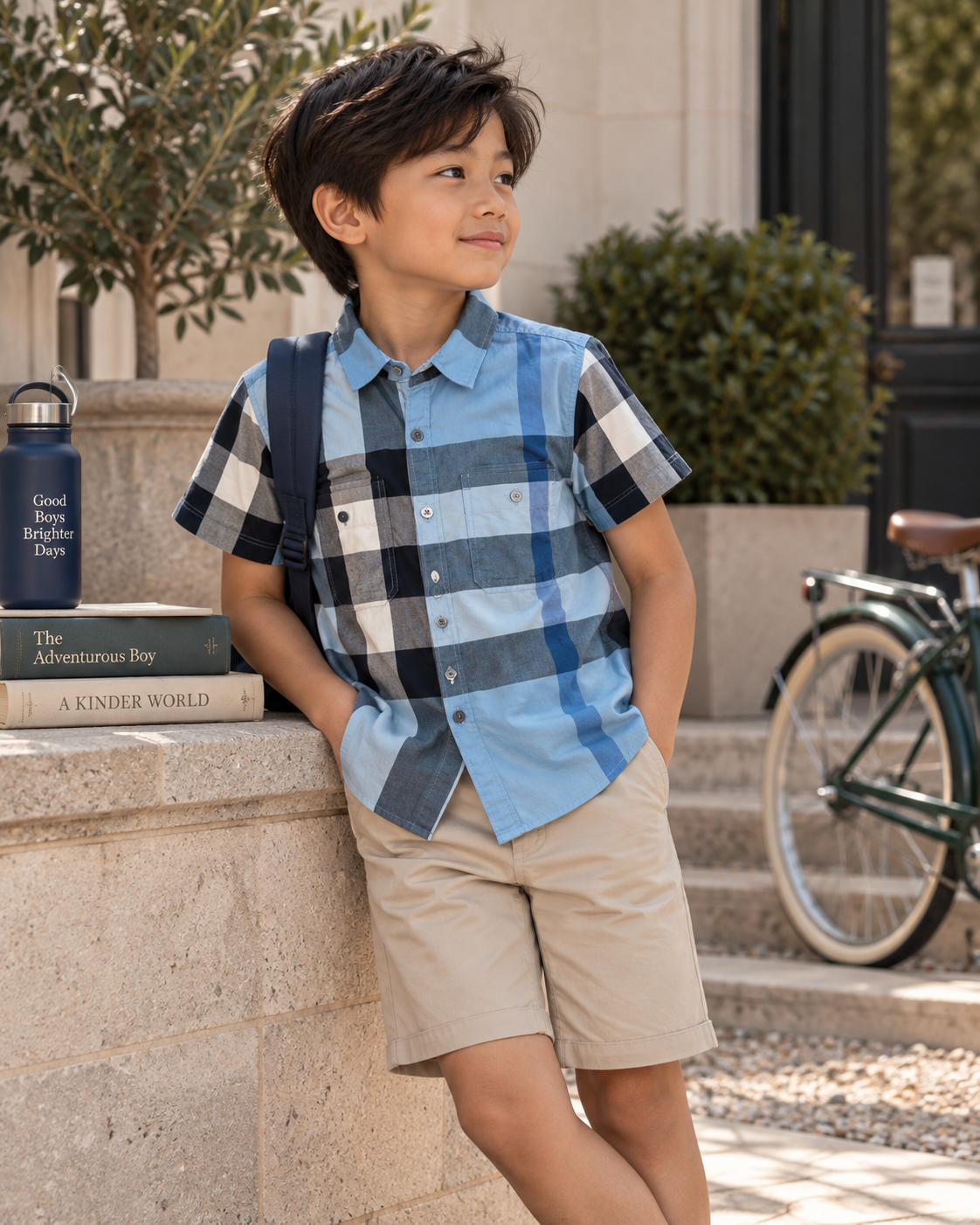 Burberry Kids Blue Patchwork Check Shirt