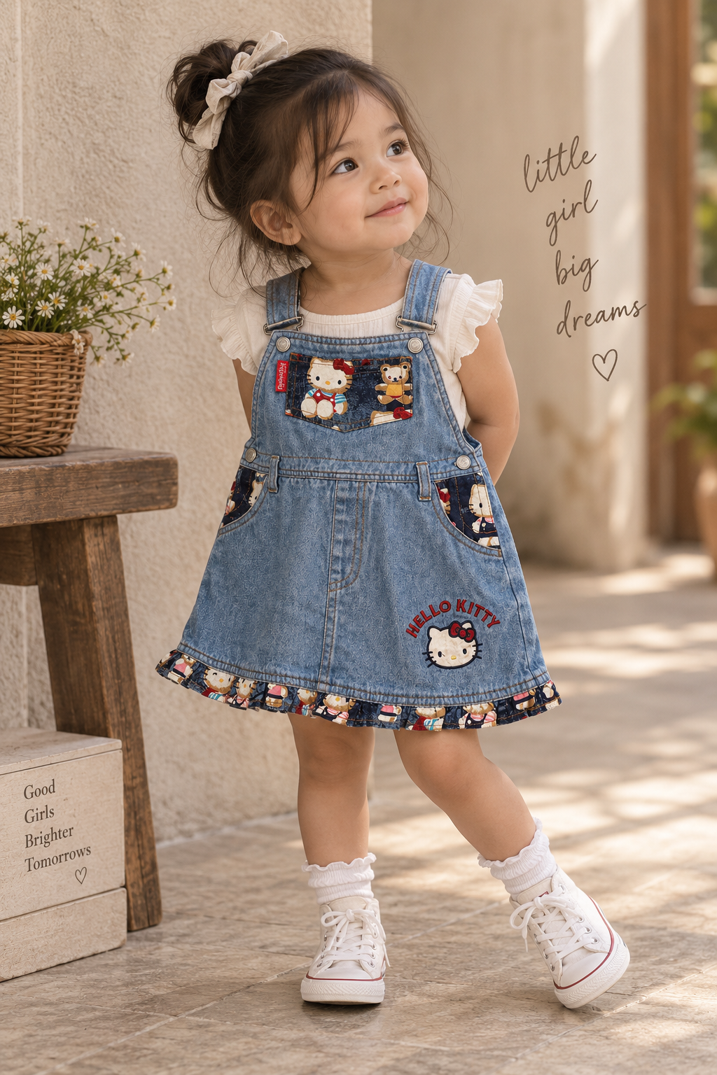 Vintage Hello Kitty Denim Overall Dress | Girls