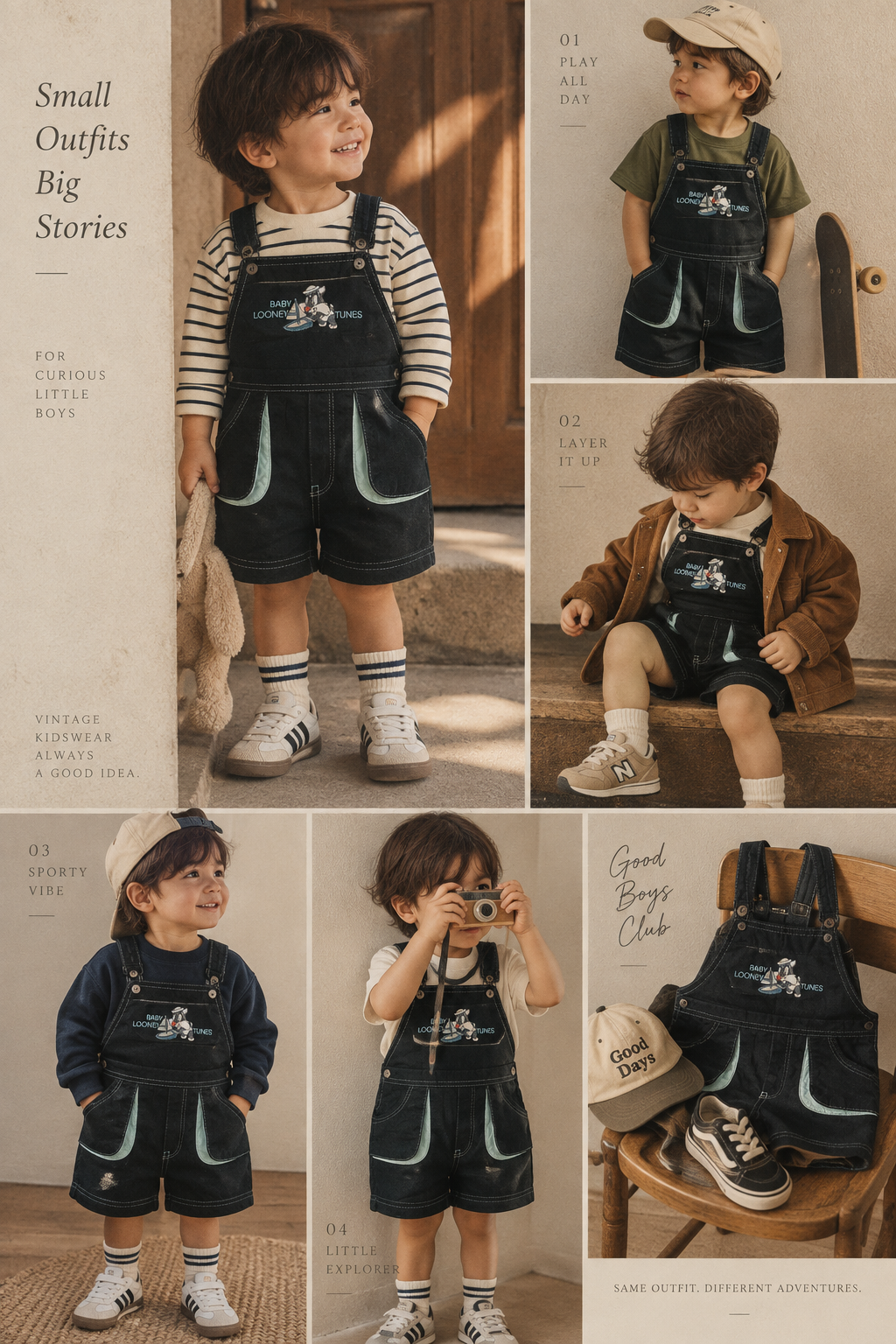 Vintage Baby Looney Tunes Black Overalls