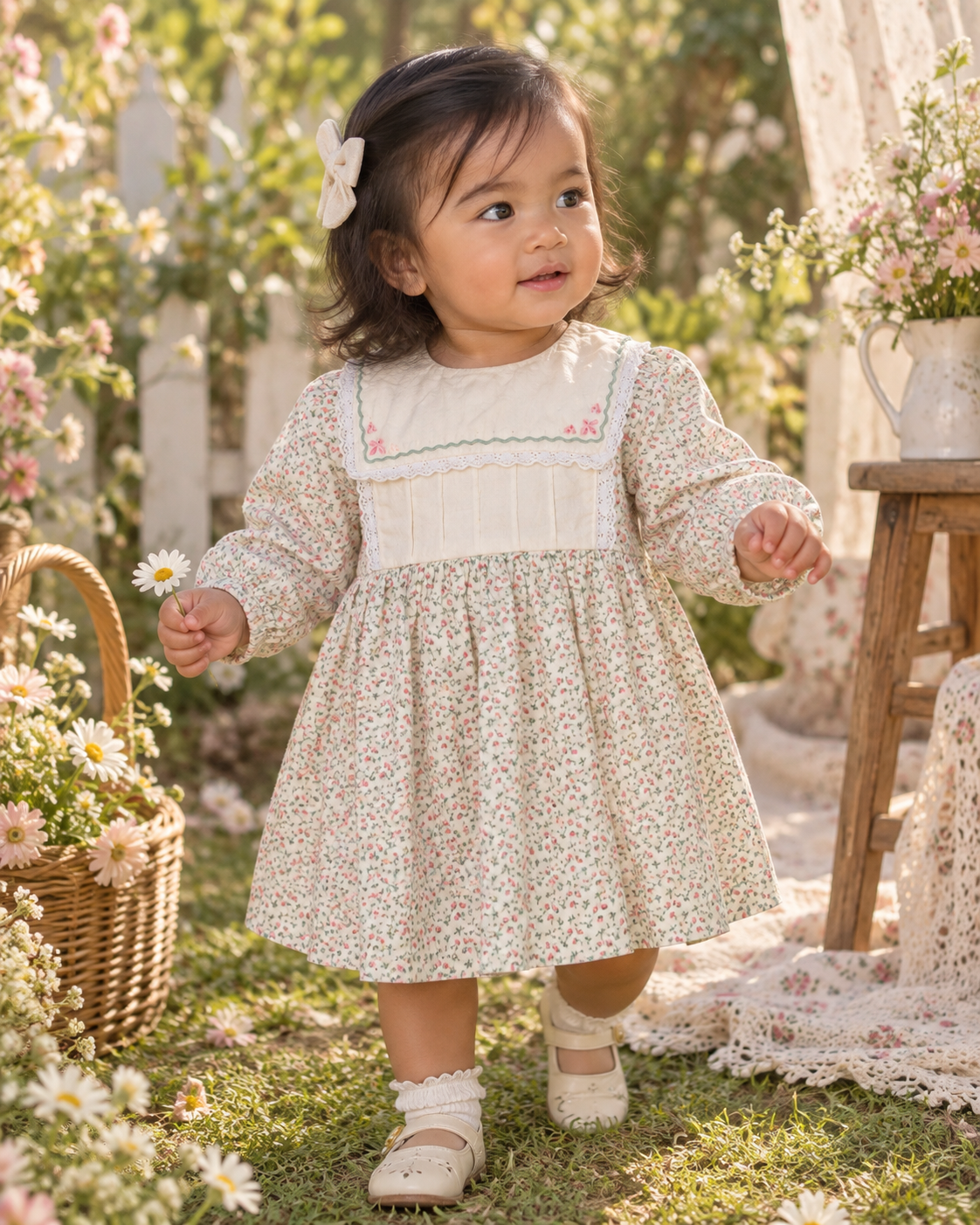 Vintage Tiny Floral Peter Pan Collar Dress
