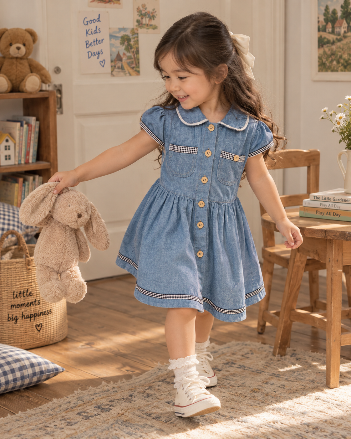 Vintage OSHKOSH Blue Chambray Sailor Collar Dress