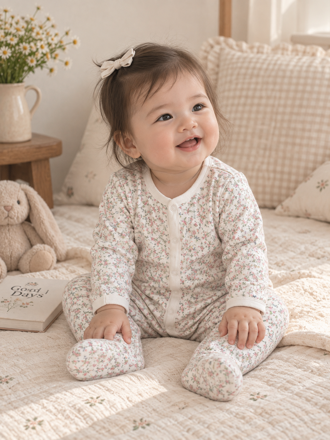 Ralph Lauren Floral Print Footed Baby Romper