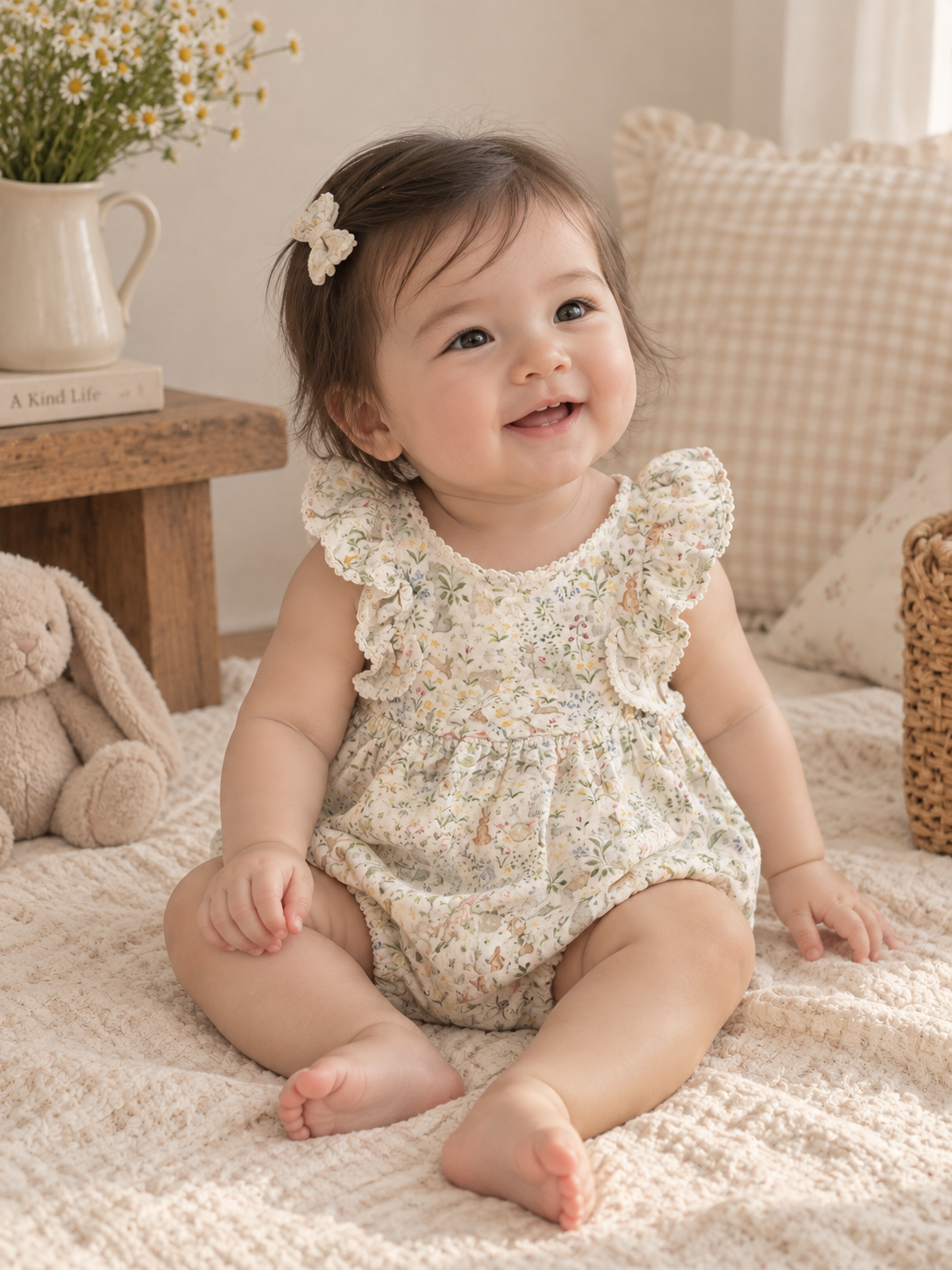 Ralph Lauren Floral Bunny Print Bubble Romper