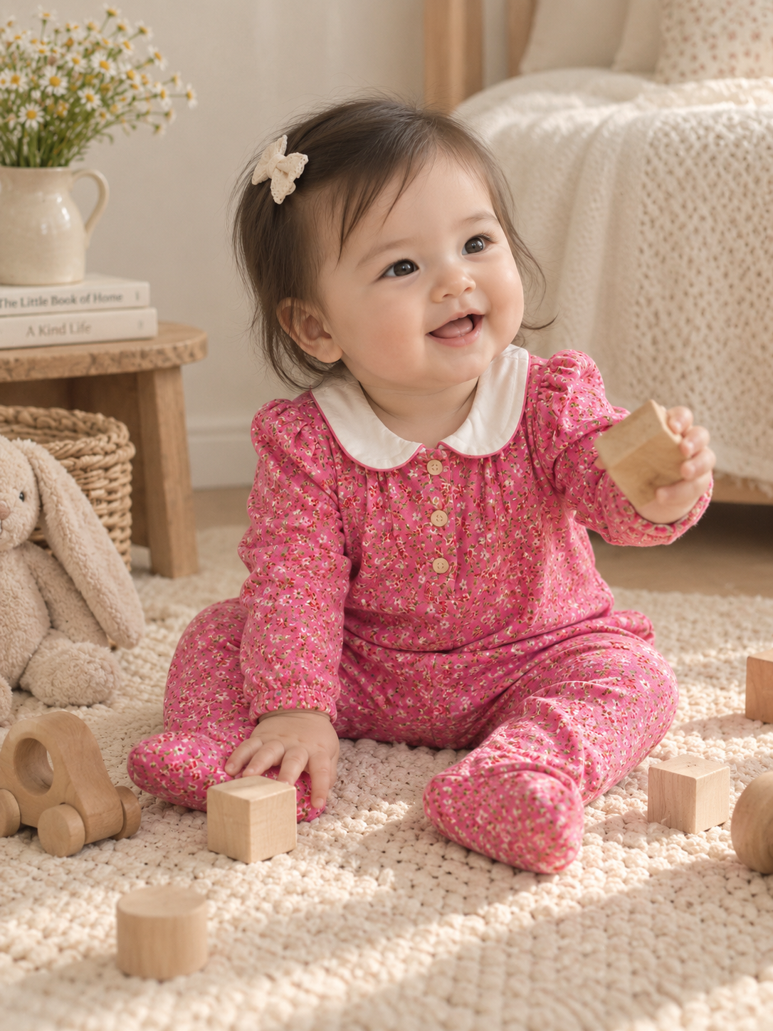 Ralph Lauren Pink Floral Footed Romper