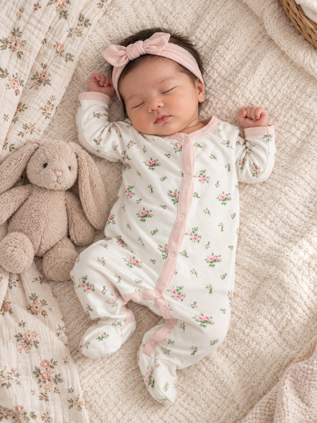 Ralph Lauren Floral Print Footed Baby Romper