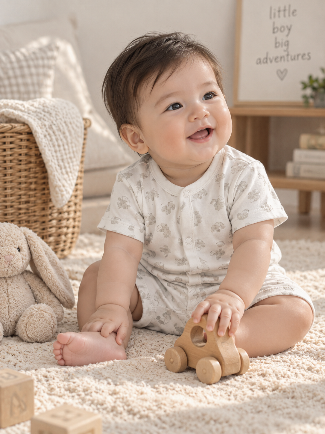 Ralph Lauren Teddy Bear Print Baby Romper
