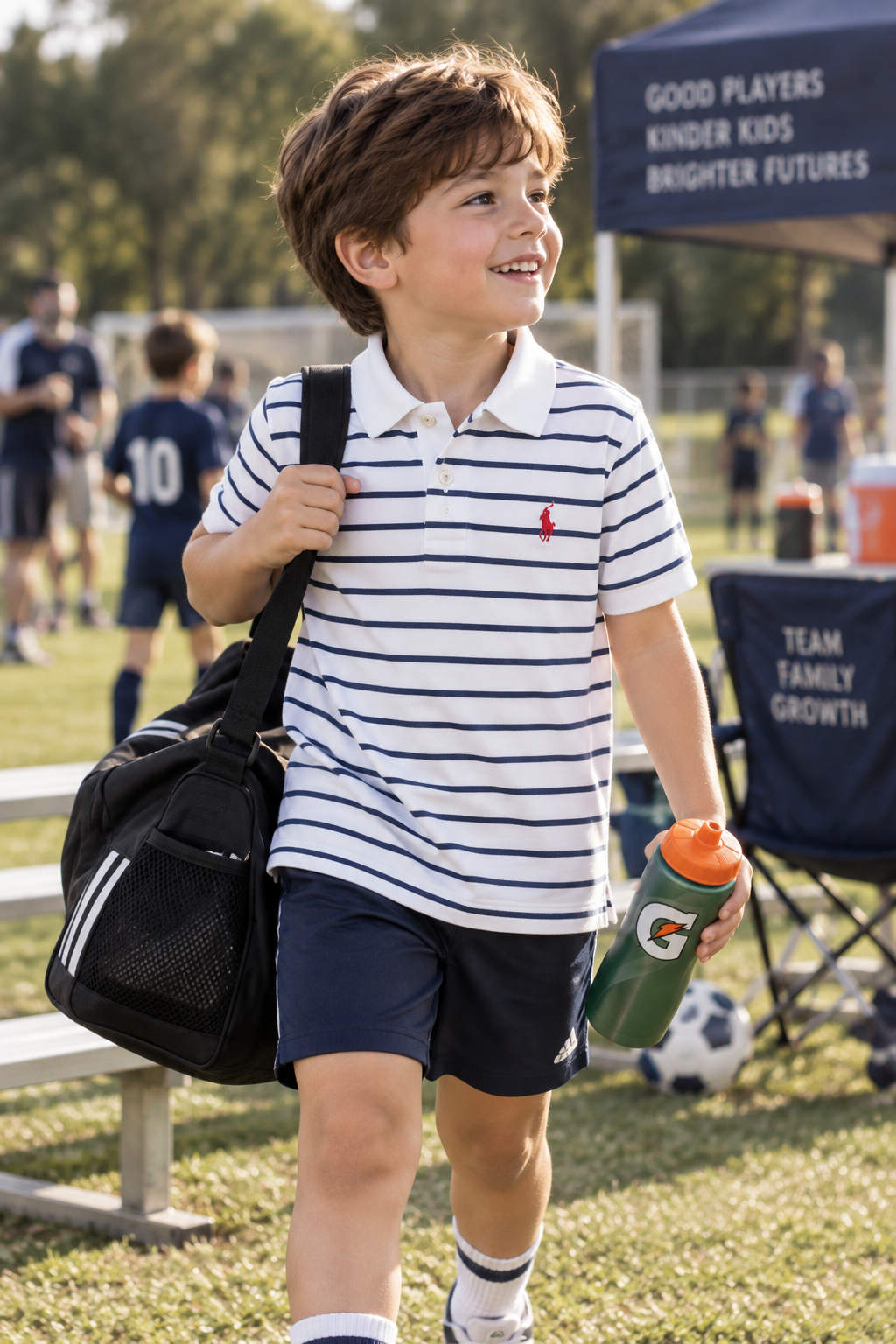 Ralph Lauren Performance White & Navy Stripe Polo Shirt