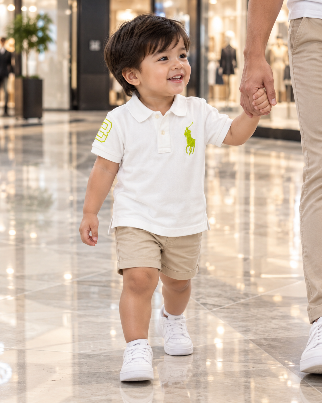 Ralph Lauren White Neon Pony Polo Shirt