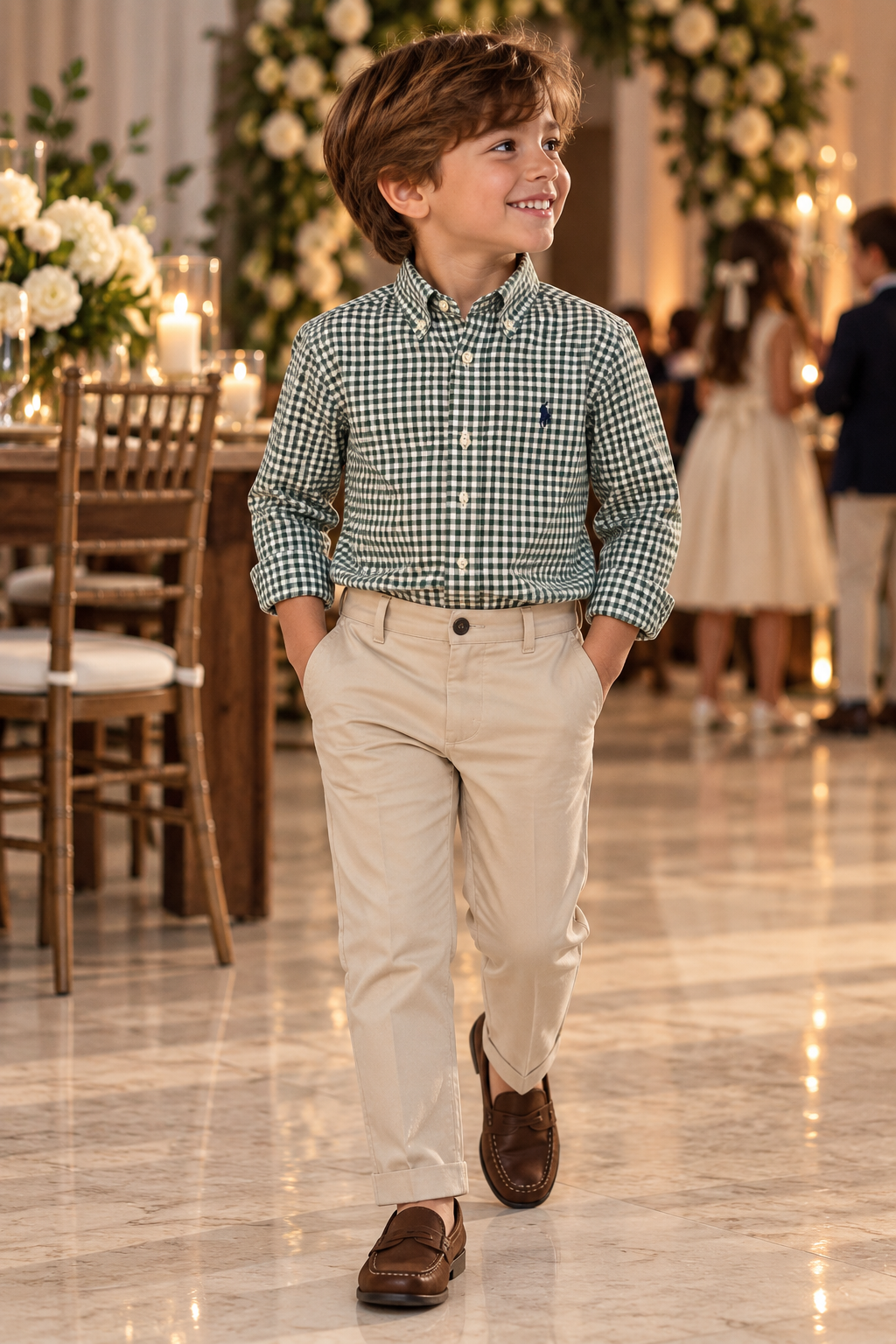 Ralph Lauren Green Gingham Long-Sleeve Button-Down Shirt