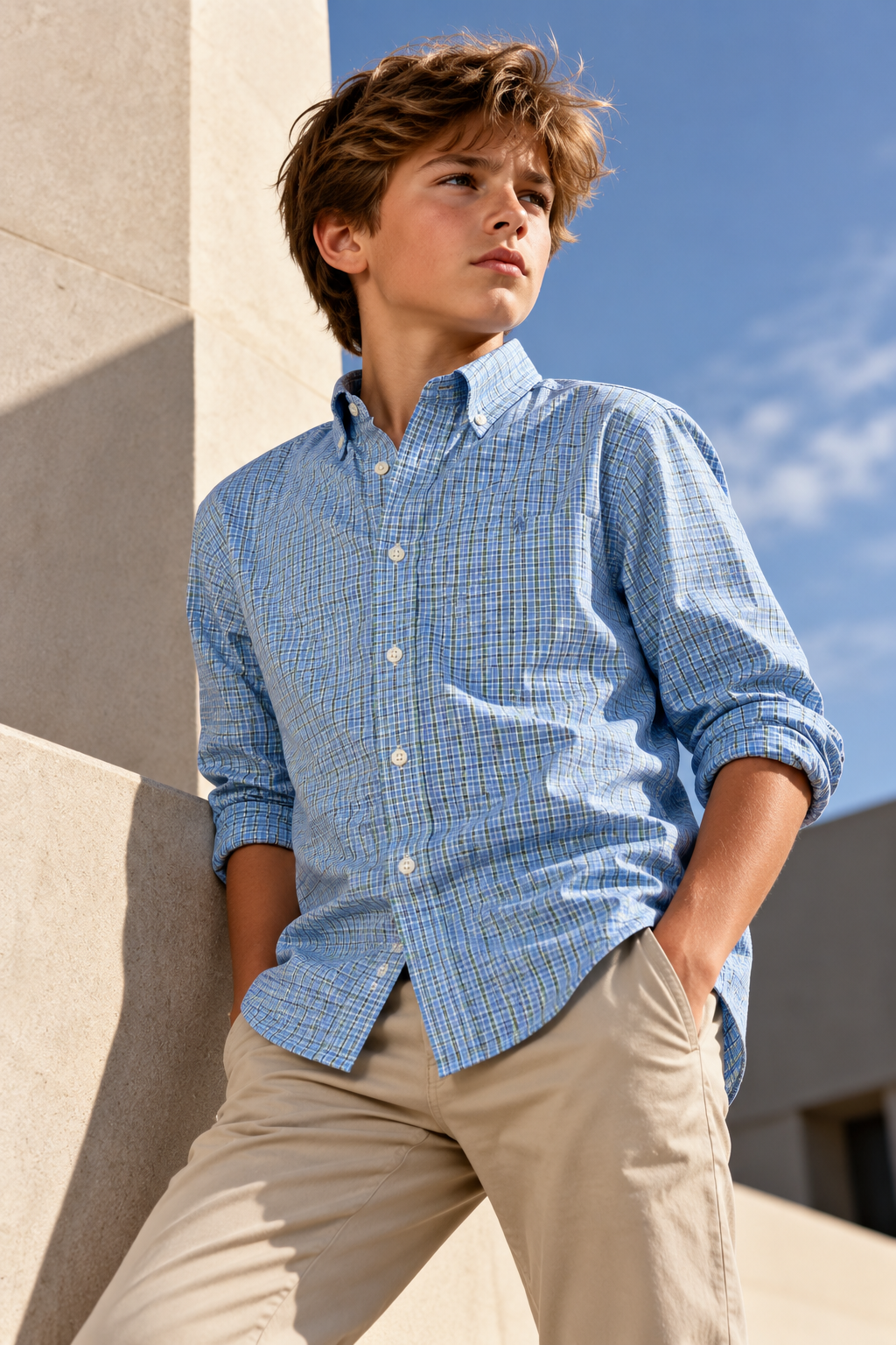 Ralph Lauren Blue Plaid Long-Sleeve Button-Down Shirt
